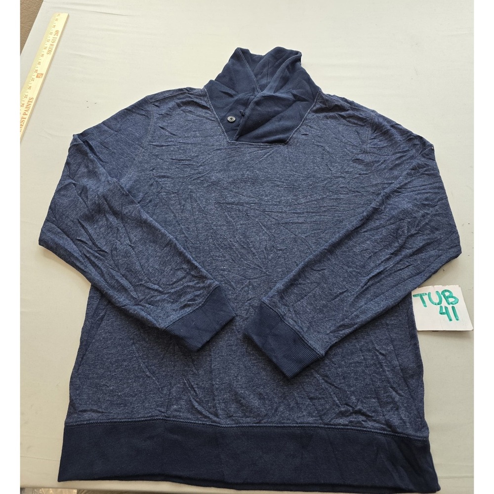 Old Navy Mens Blue Heathered Shawl Collar Pullover Sweatshirt Size Large L